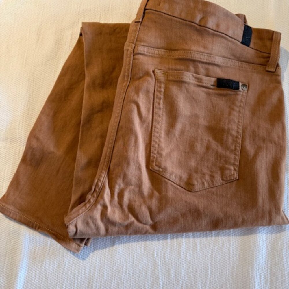 7 For All Mankind Brown Coated Skinny Jeans - 32